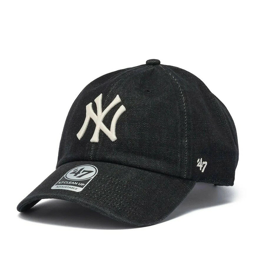 【今だけ▽全品15％OFFクーポン｜28時間限定】 47 キャップ クリーンナップ ニューヨーク・ヤンキース デニムコレクション ブラック MLB New York Yankees Lennon ’47 CLEAN UP ブラックデニム 黒 メジャーリーグ 野球 帽子 秋 冬 ベースボールキャップ デニムキャップ