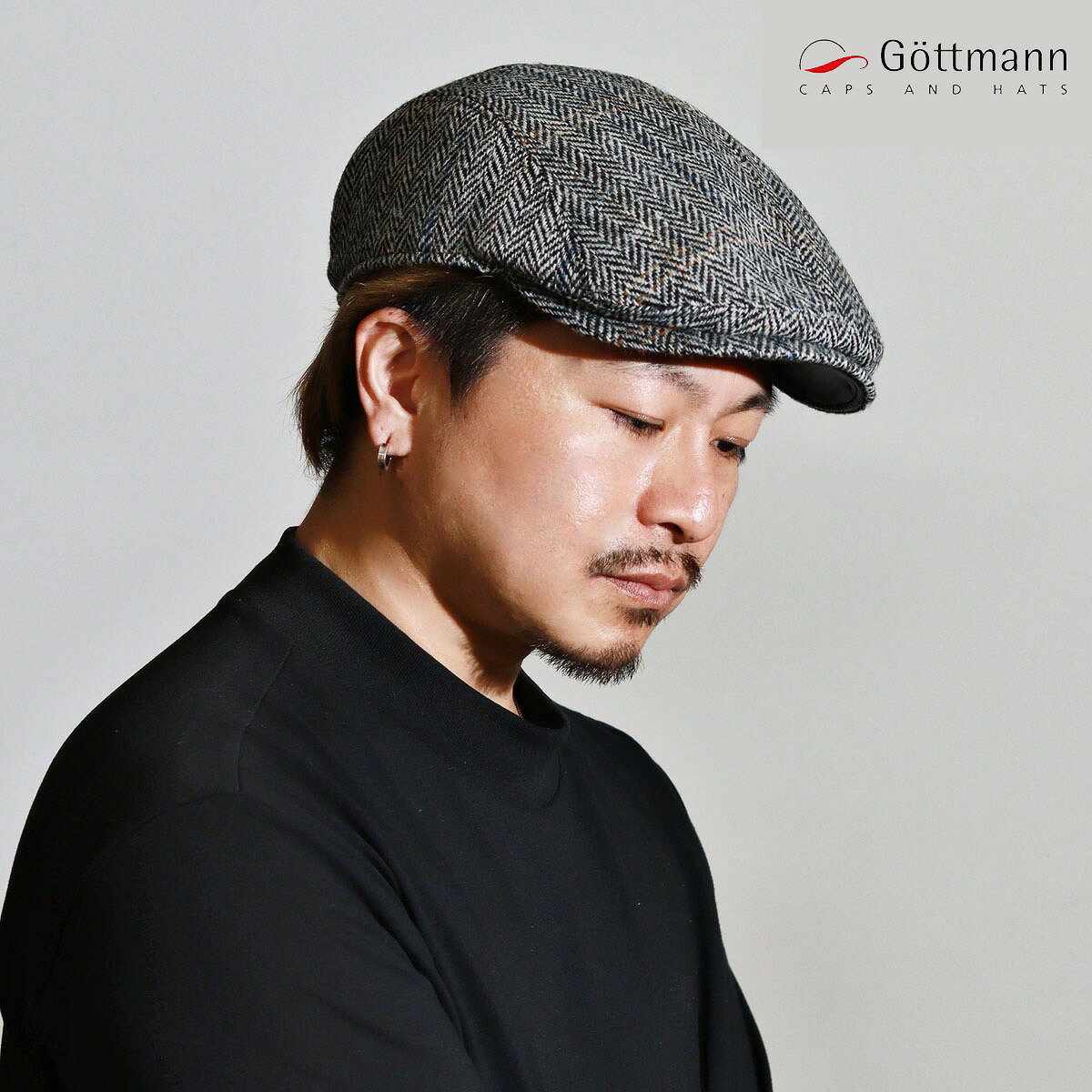 ハンチング ツイード 大きいサイズ 帽子 ブランド ビッグサイズ ハンチング帽 メンズ ゴットマン 帽子 ヴァージンウール ポーランド製 羊革 オーガニックコッ...