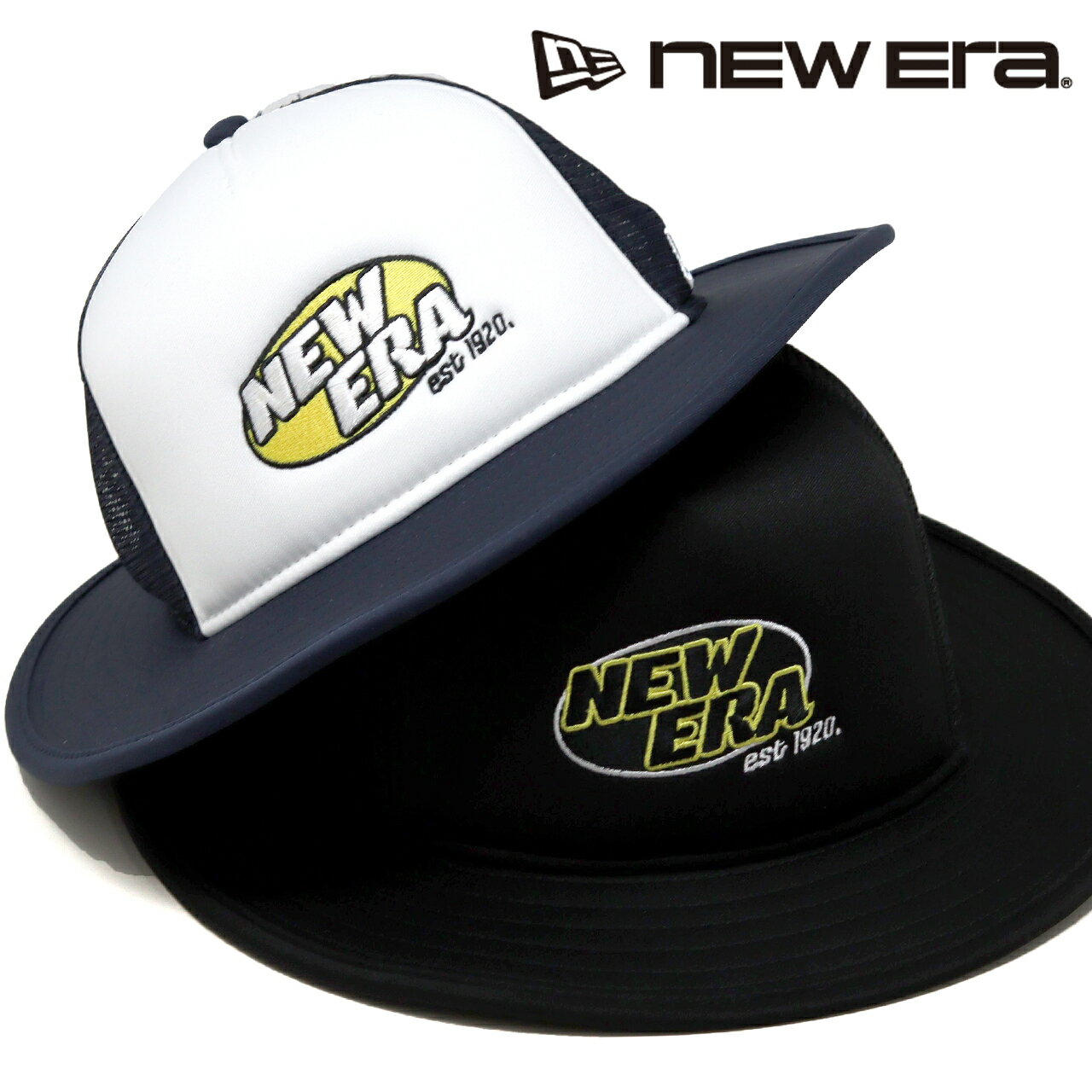 ニューエラ バケットハット メンズ レディース 帽子 メッシュ 涼しい 日よけ NEWERA 5-Panel A-Frame トラッカー ブランドロゴ ホワイト ネイビー ブラック 10代 20代 30代 40代 メンズ レディース ストリート ファッション