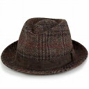 \期間限定▽10%OFFクーポン対象/ 帽子 ハット メンズ 中折れハット KASZKIET ハリスツイード カシュケット レザーベルト ブラウン系 ( 中折れ...