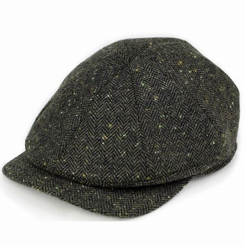 ハンチング 8パネル メンズ キャスケット ヘリンボーン ネップツイード ハンチング帽 紳士 帽子 おしゃれ 日本製 カーキ [ ivy cap ]