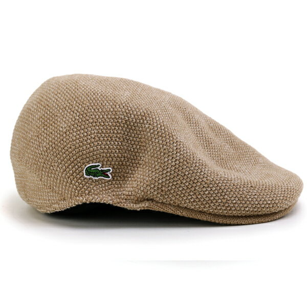 LACOSTE ハンチング帽子 メンズ 秋冬 ハンチング ニット 帽子 ラコステ シンプル レディース サイズ調整可 サーモニット ワニ ブランド ゴルフ スポーツ カジュアル 紳士 ハンチング帽 58cm 日本製 ベージュ [ ivy cap ]