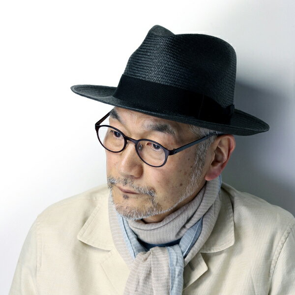 返品送料無料 メンズ 中折れ帽 セラノハット ワイドブリム パナマハット エクアドル 春夏 メンズハット 大きいサイズ ハンドメイド パナマ帽 Serrano Hat ティアドロップ ストローハット リボン シンプル コーデ M L Xl 黒 ブラック Panama Hat ギフト