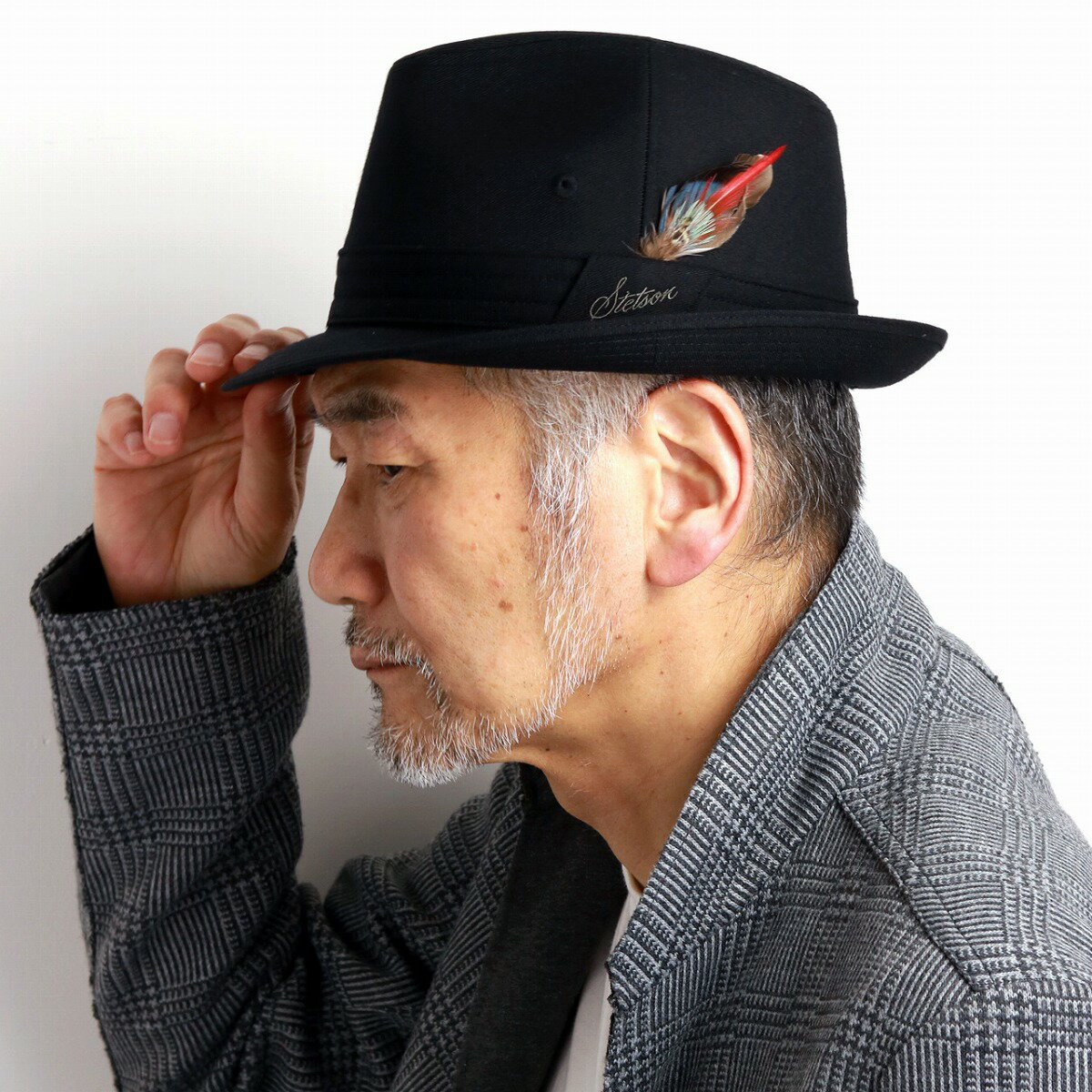 ステットソン 帽子 メンズ ステットソン 中折れハット メンズ 秋冬 帽子 stetson 中折れ帽 紳士 大きいサイズ 羽根付き シンプル 日本製 中折れ帽子 56cm 58cm 60cm 62cm / 黒 ブラック stetson 帽子通販 男性 帽子 クリスマス ギフト プレゼント 父の日 [ fedora ]