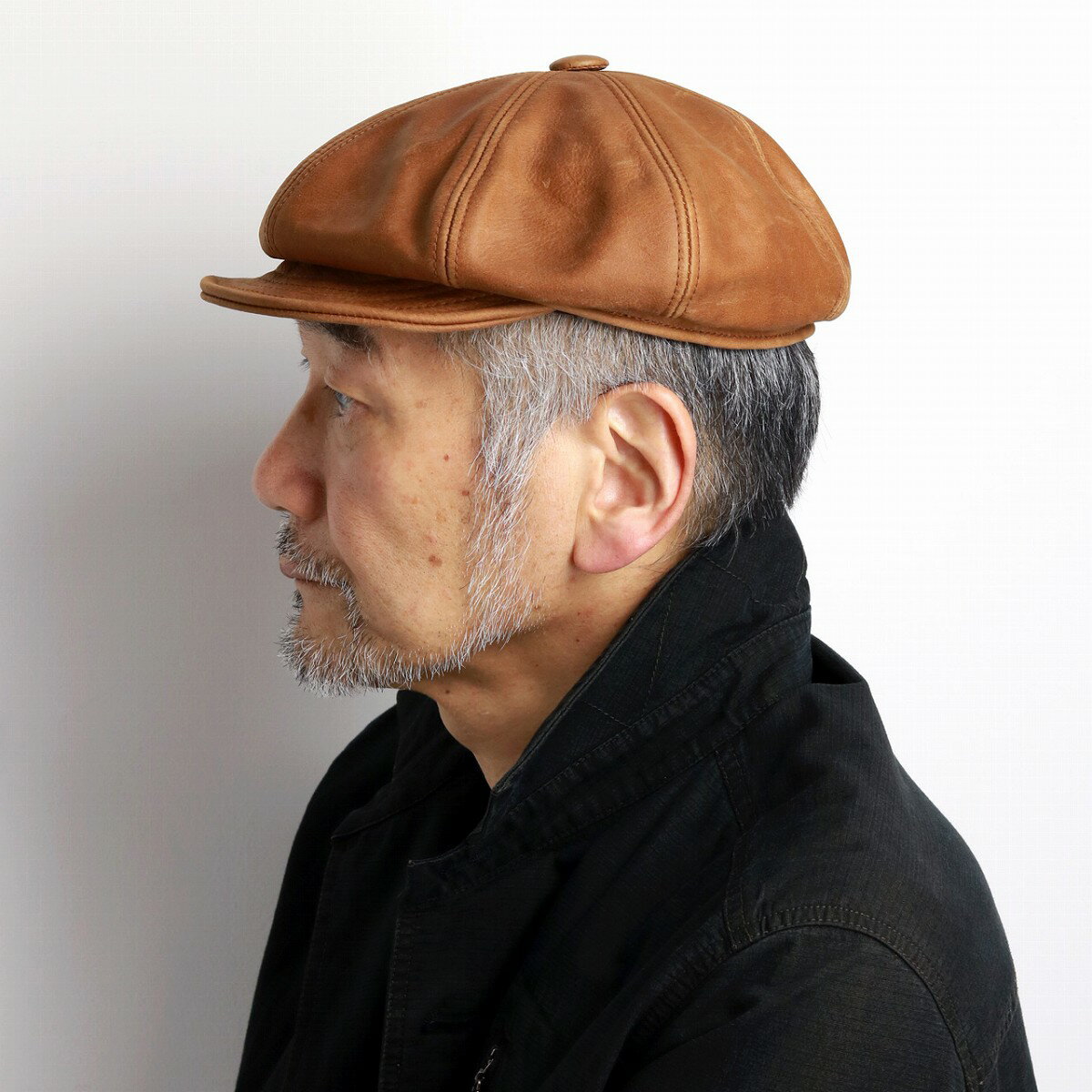 NEW YORK HAT ( ニューヨークハット ) ヴィンテージレザー キャスケット Vintage Leather Spitfire レザー メンズ 大きいサイズ レザーキャップ 9223 ラスト RUST 父の日 ivy cap