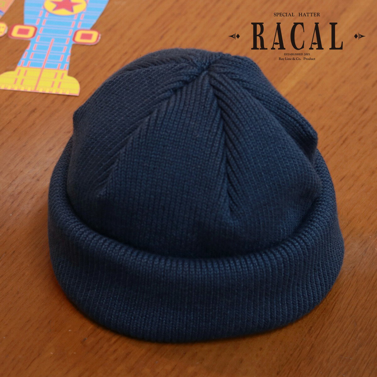 ニット帽 メンズ 春夏 ラカル ニット帽 秋冬 ロールキャップ リブニット cap ワッチキャップ 帽子 レディース 日本製 racal ニットキャップ 無地 シンプル フィッシャーマンキャップ ユニセックス / 紺 ネイビー [ roll knit cap ］ 父の日