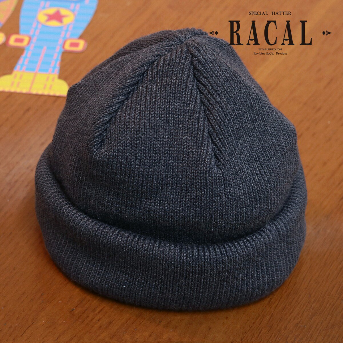 ニッチ帽 浅め 春 夏 racal 帽子 ロールキャップ 春夏 フィッシャーマンキャップ メンズ ラカル ニット帽 秋冬 リブニット cap ワッチキャップ ミリタリー 帽子 レディース 日本製 ニットキャップ 無地 シンプル ユニセックス / グレー チャコール [ roll knit cap ］ 父の日