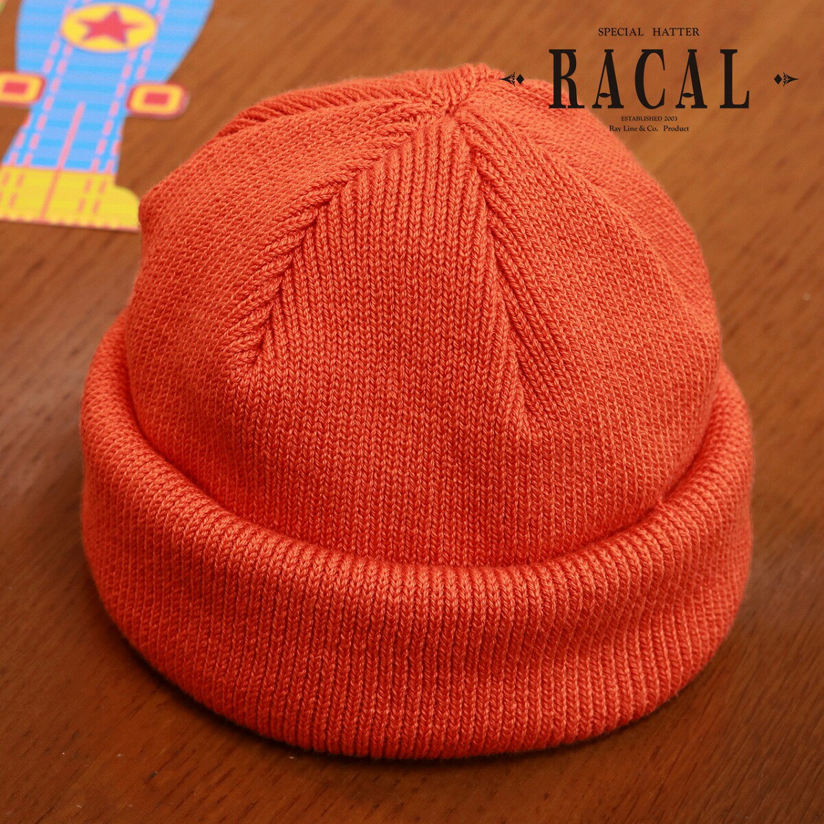 ラカル ニット帽 浅め 春夏 カラフル racal 帽子 ロールキャップ フィッシャーマンキャップ メンズ リブニット cap ワッチキャップ ミリタリー 帽子 レディース 日本製 ニットキャップ 無地 シンプル カジュアル ユニセックス 2018 流行色 オレンジ roll knit cap