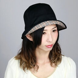 ダックス 帽子 レディース 【告知◇クーポン利用で10%OFF】 チューリップハット DAKS UV加工 帽子 レディース UVカット帽子 ハット 婦人 ダックス 日本製 ハウスチェック 春夏 シンプル 無地 ブランド ロゴ入り S M L サイズ調節 日よけ UV加工生地 UV対策 黒 ブラック 母の日 プレゼント