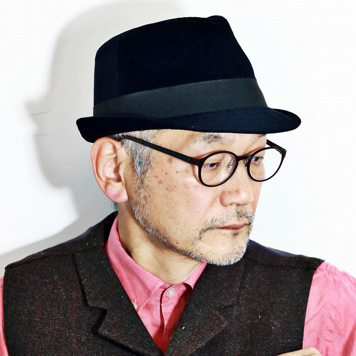 ハット コーデュロイ 帽子 中折れハット SARTORIAL CROWN NEWYORK 中折れ帽子 [ fedora ] コール天 秋 冬 紺 ネイビー 敬老の日