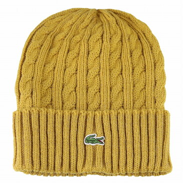 LACOSTE ラコステ ウール × アクリル ニットワッチ 暖かい [beanie] ニット帽 ケーブル編み 秋冬 メンズ レディース イエロー マスタード