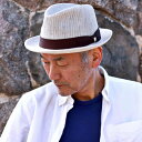 \期間限定▽10%OFFクーポン対象/ DAKS ハット メンズ ダックス 中折れハット リボンボイルワッシャー 春 夏 麻100% ストライプ 帽子 紳士 H...