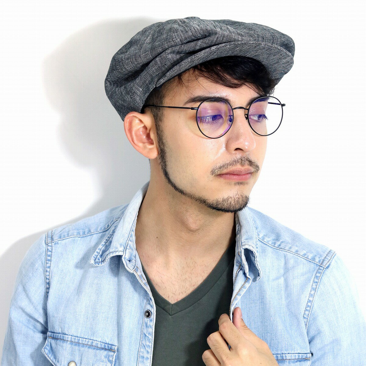 ベイリー  ＼期間限定クーポン利用で5%OFF／ Bailey 8方キャスケット メンズ 春 夏 リネン Newsboy Cap ハンチング 帽子 シンプル 無地 ベイリー キャスケット帽 紳士 リネン100% 大きいサイズ M L XL 海外ブランド / グレー シャンブレー 父の日 敬老の日 [ newsboy cap