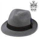 帽子 リネンブレード メンズ 夏 ハット KNOX ストローハット ノックス 中折れハット レディース S M L LL / グレー [ fedora ] [ straw hat ] (麦わらメンズハット 紳士帽子 40代 50代 60代 70代 ファッション 麦わらハット 中折れ帽子 男性 おしゃれ 通販) 父の日