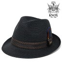 \本日限定▽全品10%OFFクーポン/ knox ハット 夏 メンズ ヘンプ 麻 帽子 中折れハット ストローハット 夏の帽子 高級 紳士 黒 ブラック S M...