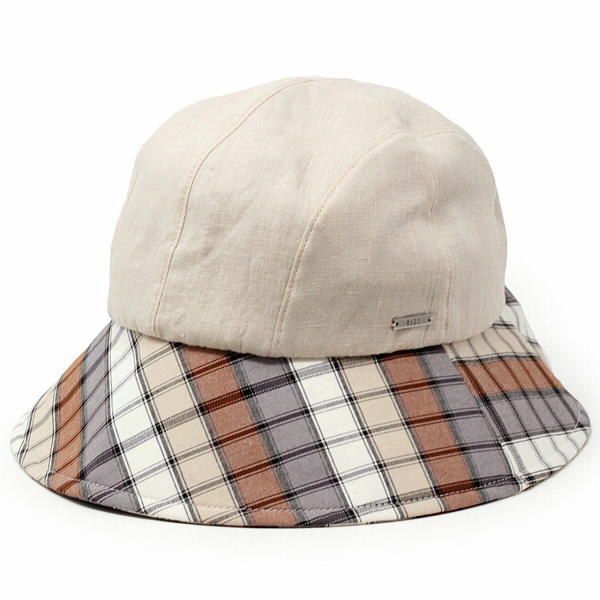 [20時〜全品10%OFFクーポン] ダックス ダウンハット チェック DAKS ハット つば広 レディース UVカット 麻 春 夏 日よけ 帽子 折りたたみ可 軽量 夏の帽子 ミセス 紫外線対策 日本製 チェック柄 ベージュ［ hat ］母の日 ギフト 女性 誕生日 プレゼント 帽子