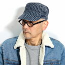 メンズ ワークキャップ デニム 帽子 ドゴール キャップ ミラショーン 秋冬 ストライプ 柄 Mila Schon 紺 ネイビー 帽子 男性 40代 50代 6...