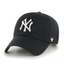 キャップ メンズ 帽子 ニューヨーク ヤンキース 47brand キャップ 黒 クリーンナップ 綿100％ フォーティーセブン ブランド ベースボールキャップ Yankees 039 47 CLEAN UP Black ブラック フリーサイズ baseball cap