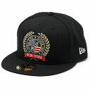 ＼本日限定クーポン利用で5%OFF／ NEWERA キャップ 59FIFTY ロゴエンブロイダリー エンブレム 帽子 大きいサイズあり ベースボールキャップ アメリカ国旗 ストリート ブランド 黒 ブラック ギフト プレゼント 誕生日 ラッピング 包装無料 