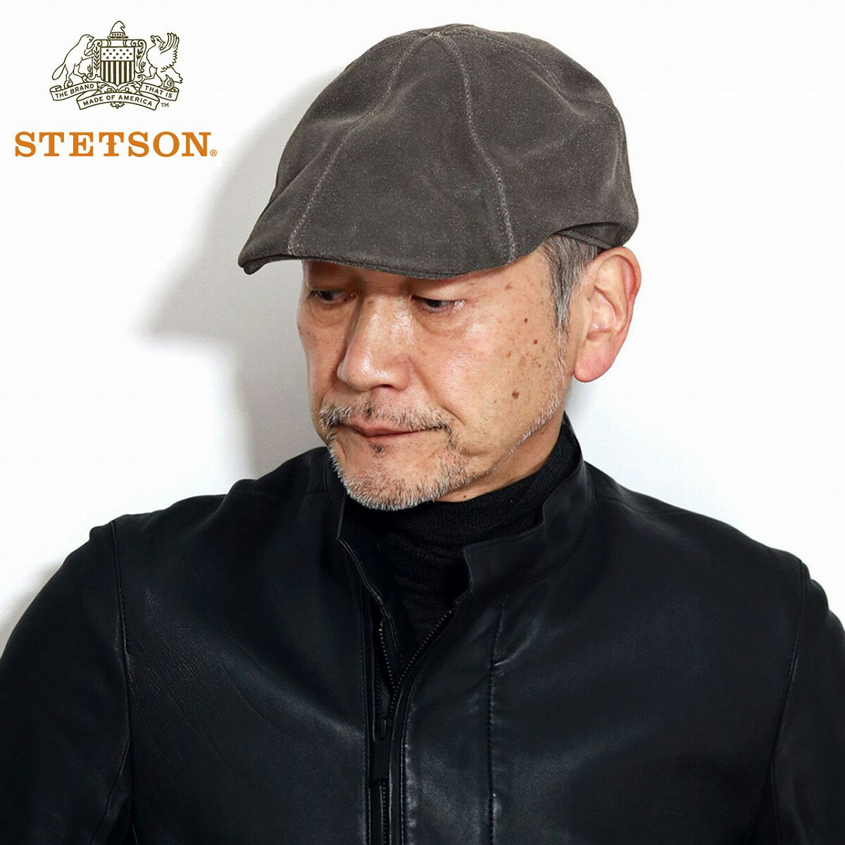 ステットソン 帽子 メンズ ハンチング ブランド STETSON 帽子 大きいサイズ ハンチング帽 ステットソン 革 レザーハンチング アメリカ レザー メンズ アンティークレザー M L XL / 茶色 ブラウン ( クリスマス ギフト包装 ラッピング 無料 ) 父の日 [ ivy cap ]