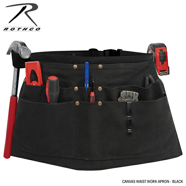 ROTHCO [ ロスコ ] 22オンス ヘビーウェイト キャンバス地 ワーク エプロン - ブラック ★ 大工 機械工 電気技師 園芸用 農作業用 ガーデニング 理容師 美容師