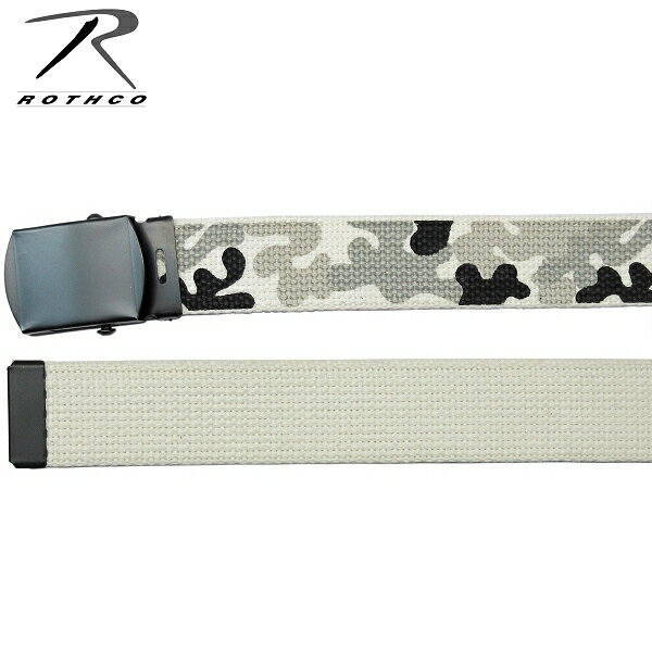 【ネコポス対応】 ROTHCO ロスコ カモフラ リバーシブル ウェブ ベルト - シティカモ ★ メンズ レディース ガチャ ベルト 無地 迷彩 WEB BELT ミリタリー サバゲー 軍物 米軍 ビッグ 大きい サイズ コットン 100% キャンバス 幅 細め 長い ベーシック アウトドア 長さ調整