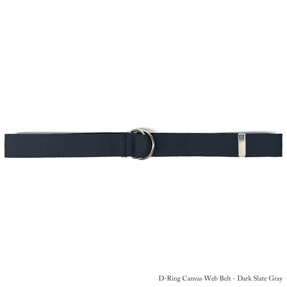 【ネコポス対応】 ダブルリング キャンバス ウェブ ベルト D-Ring Canvas Web Belt - Dark Slate Gray メンズ レディース ユニセックス バックル フリーサイズ 無地 ウエスト W D リング ベーシック アウトドア キャンバス 通勤 通学 男性 女性 男女兼用 チャコール グレー