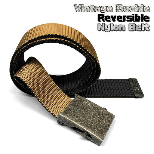 【ネコポス対応】 ビンテージ バックル リバーシブル ナイロン ベルト - コヨーテ/ブラック Vintage Buckle Reversible Nylon Belt メンズ レディース ユニセックス フリーサイズ 無地 ウエスト ベーシック カジュアル タクティカル ミリタリー サバゲー 学生 通学 普段使い 【ネコポス対応】 ビンテージ バックル リバーシブル ナイロン ベルト - コヨーテ/ブラック Vintage Buckle Reversible Nylon Belt メンズ レディース ユニセックス フリーサイズ 無地 ウエスト ベーシック カジュアル タクティカル ミリタリー サバゲー 学生 通学 普段使い