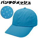 【ネコポス対応】パンチングメッシュ ロープロファイル キャップ - スカイ ブルー Punching Mesh Low Profile Cap メンズ レディース 帽子 キャップ BB キャップ 大きい サイズ カーブ 曲がった つば バイザー フリー 無地 ソリッド 速乾性 通気性 男女兼用 Blue 青