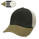 【ネコポス対応】ブロックカラー ダメージ加工 スポンジ メッシュ キャップ - ブラック/Kh/Wh block color dameged mesh cap ...