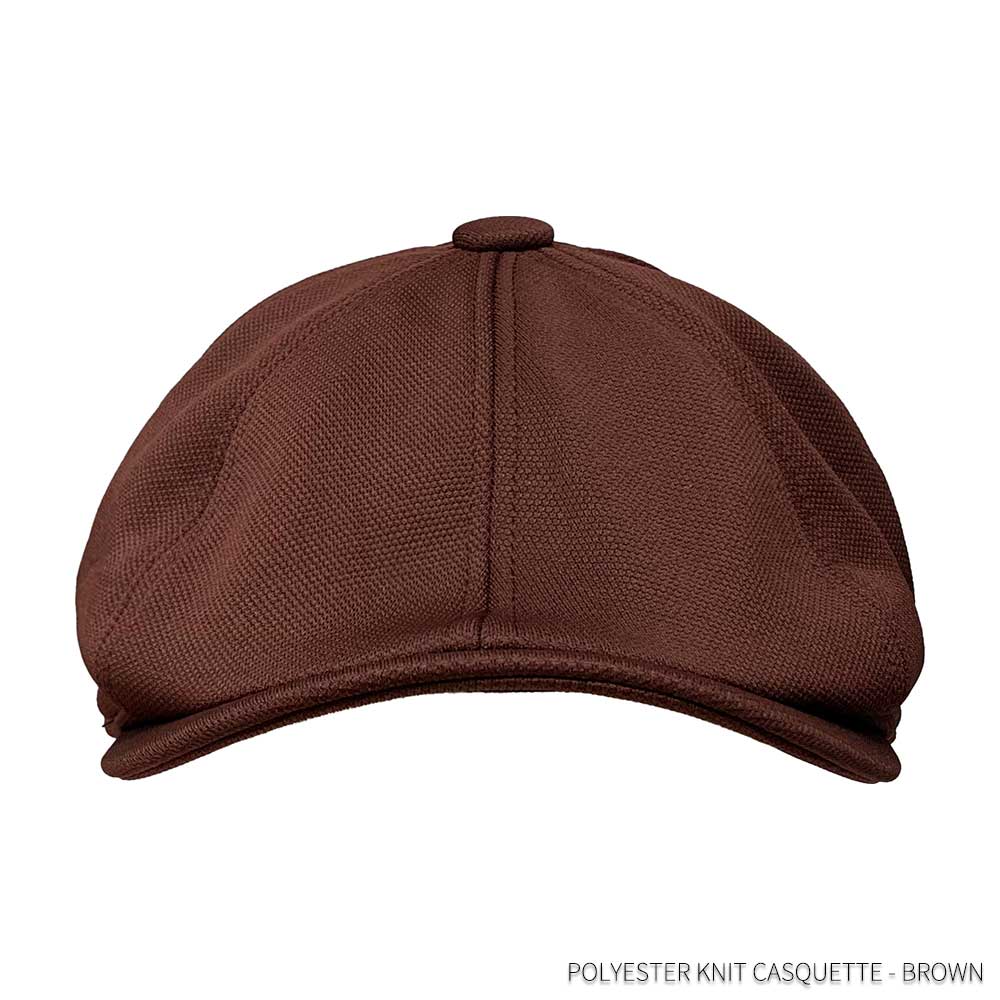 【ネコポス対応】畳める ポリエステル ニット キャスケット - ブラウン Polyester Knit Casquette メンズ レディース ニュースボーイ キャップ ハンチング 帽子 大きい サイズ カーブ 曲がった つば バイザー フリー 無地 ソリッド 日除け 熱中症 対策 屋外 Brown 茶