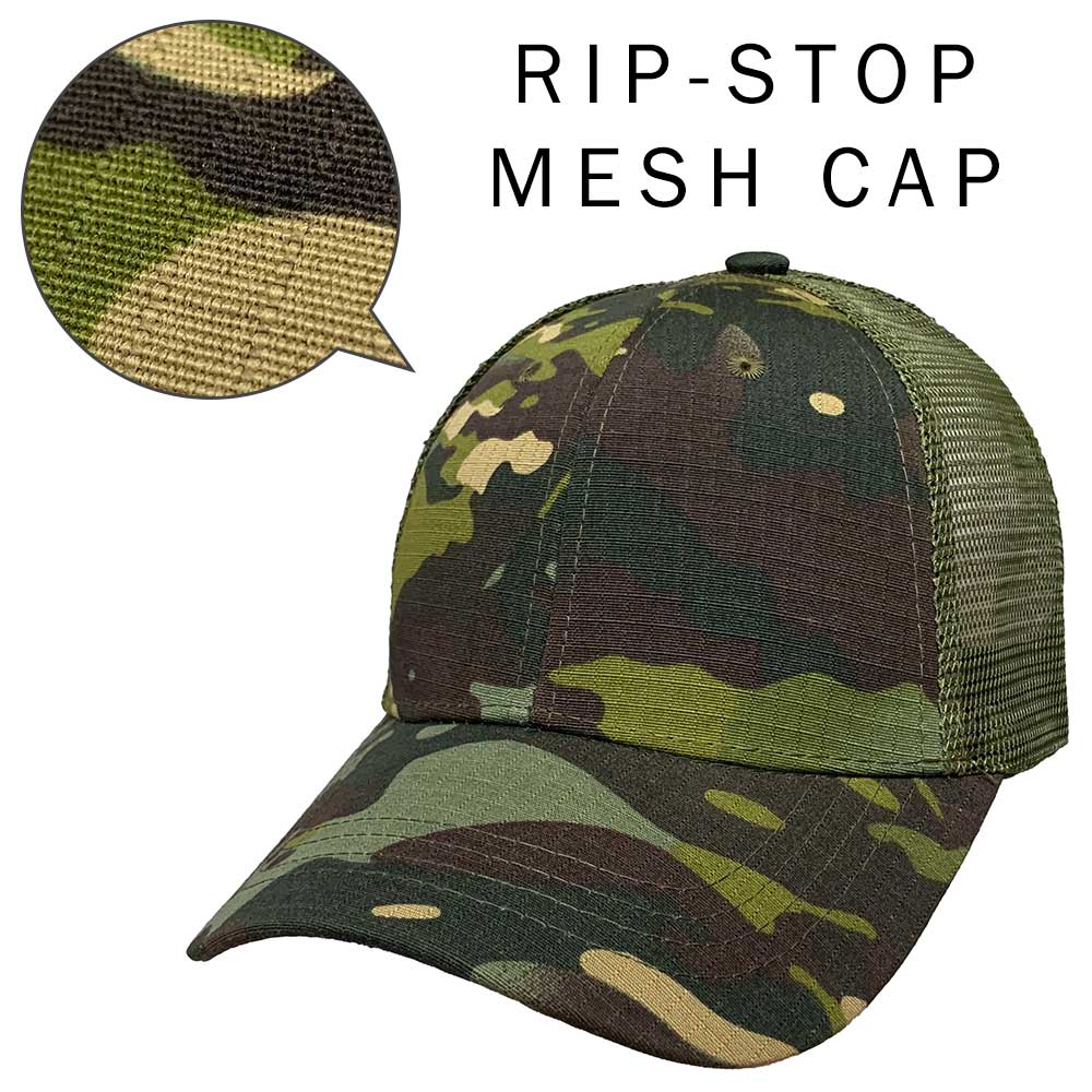 リップストップ地メッシュキャップ-...