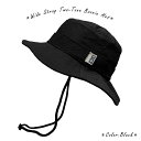 【ネコポス対応】畳める 太めドローコード ツートン ブーニー ハット - ブラック Wide Strap Two-Tone Boonie Hat メンズ レディ...