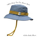 【ネコポス対応】畳める 太めドローコード ツートン ブーニー ハット - スモークブルー Wide Strap Two-Tone Boonie Hat メンズ ...