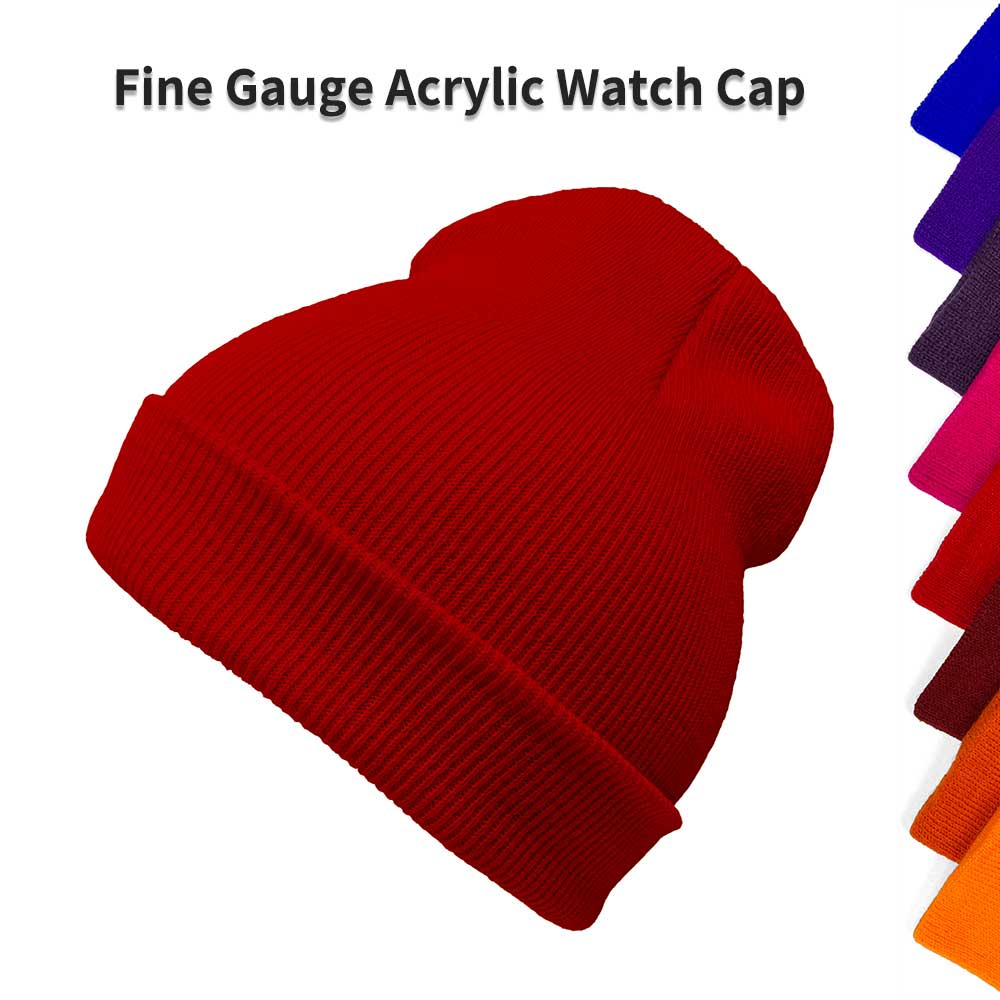 【ネコポス対応】 ファインゲージ ワッチキャップ - Red ニット帽 ファインゲージ アクリル ビーニー ニット キャップ 帽子 無地 保温 防風 冬 スノーボード シンプル メンズ レディース アウトドア 屋外 ロールワッチ カジュアル フリーサイズ ユニセックス レッド 赤