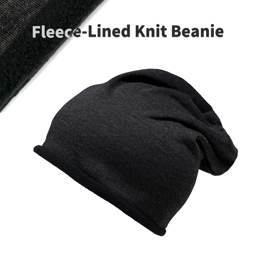 Cap, Hat - 【ネコポス対応】 フリース 裏地付き ビーニー - チャコール Fleece-Lined Knit Beanie ニット帽 ビーニー ニット キャップ 帽子 無地 保温 防風 秋冬用 スノーボード シンプル メンズ レディース アウトドア 屋外 ロールワッチ カジュアル フリーサイズ ユニセックス