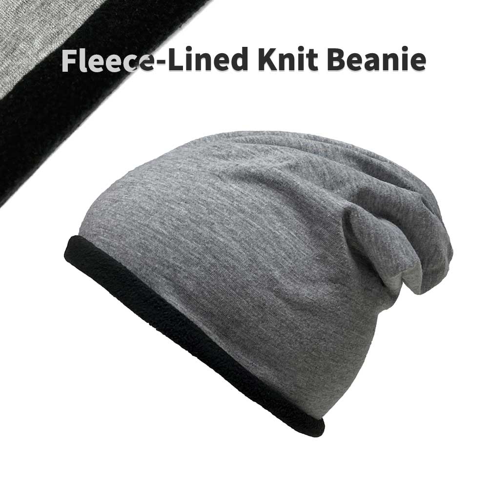 Rakuten - 【ネコポス対応】 フリース 裏地付き ビーニー - ヘザーグレー Fleece-Lined Knit Beanie ニット帽 ビーニー ニット キャップ 帽子 無地 保温 防風 秋冬用 スノーボード シンプル メンズ レディース アウトドア 屋外 ロールワッチ カジュアル フリーサイズ ユニセックス