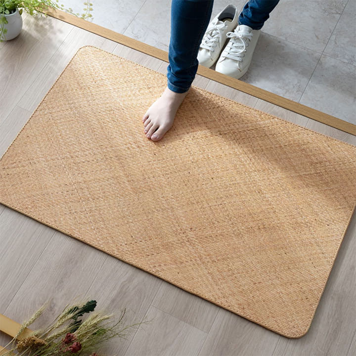 最大1000円OFFクーポン｜籐 敷 マット 玄関 キッチン 自然素材 アジアン ラタン ひんやり 冷感 リゾート お手入れ簡単 丈夫 耐久性 汚れにくい ハンドメイド インドネシア産 あじろ織り 約90×180cm