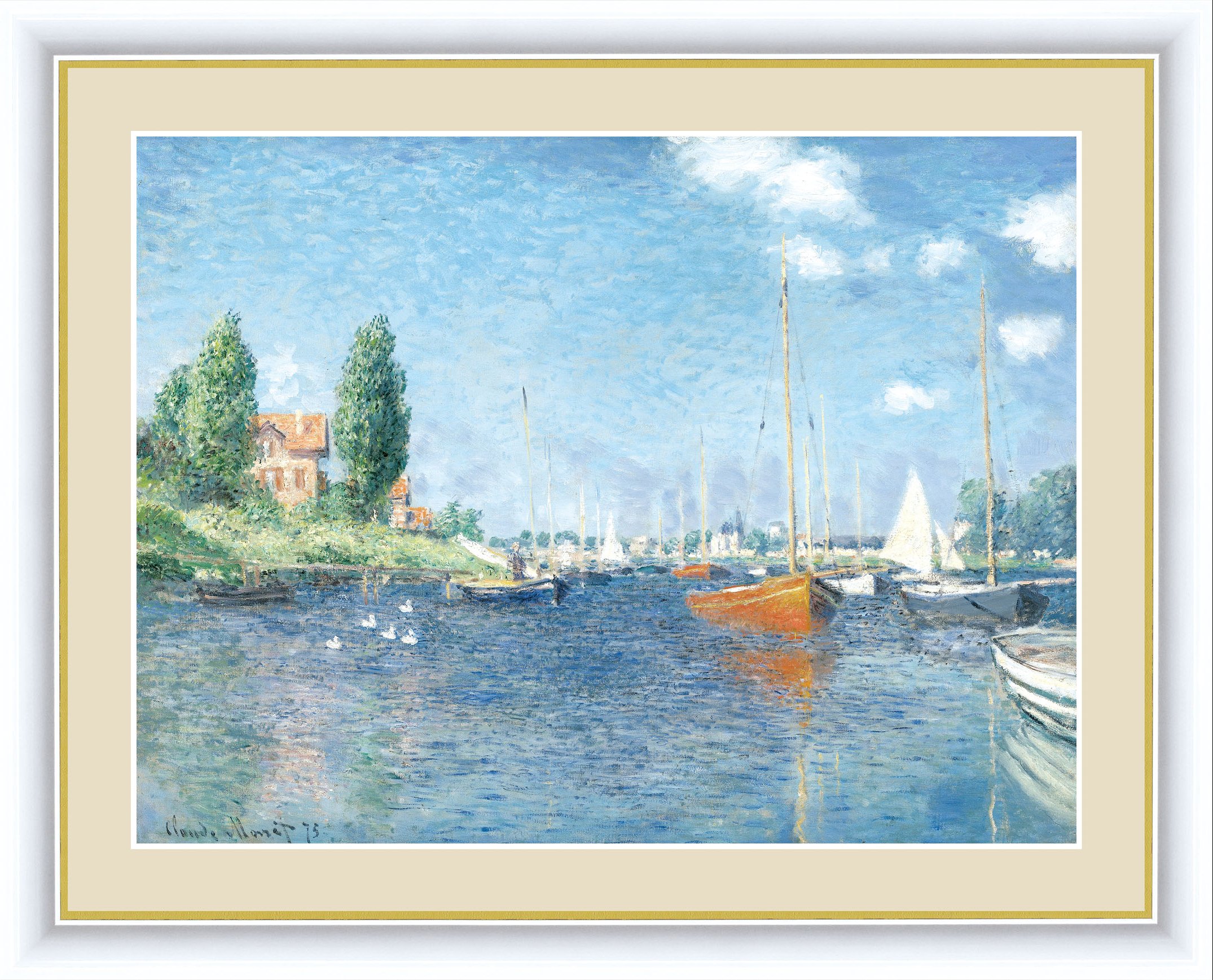 ＼1000円OFFクーポン★12時～／ 42×34cm F4 【赤いボート、アルジャントゥイユ】 モネ 額入り 高精細 巧芸画 手彩仕上 人気 絵画 名画 壁掛け 額付き インテリア アート 複製画 額縁 セット 玄関 祝い 店舗 壁絵 おしゃれ オシャレ kaiga アートフレームのサムネイル
