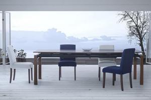 【ポイント5倍】天然木ウォールナット材 デザイン伸縮ダイニングセット 4人 5点セット(テーブル+チェア4脚) W140-240