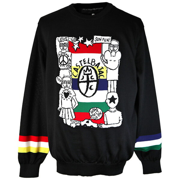 ・カステルバジャック セーター25-26新作 秋冬メンズ丸首(クルーネック) 家紋＆キャラクター ゴルフ L(48)　LL(50)【ギフト包装無料】 CASTELBAJAC 日本製 sw7215361-174-99