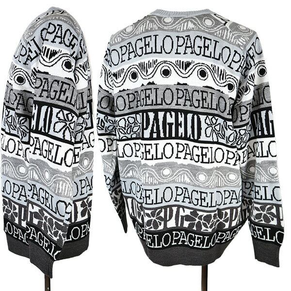 ・パジェロ 丸首 セーター50%OFF 23-24新作 秋冬 メンズ ロゴ柄 クルーネック【L】【LL】【ギフト包装無料】 ANGELO PAGELO　日本製 sw35-7006-07-05