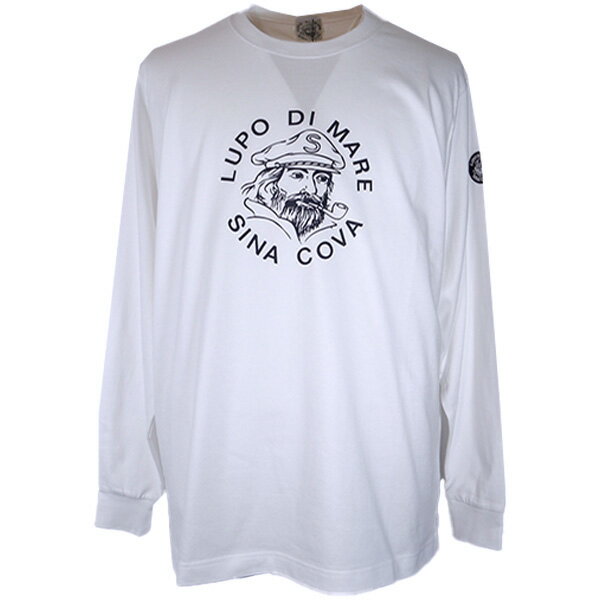 乐天商城 - ・シナコバ　長袖Tシャツ 定番メンズ 丸首（クルーネック） キャプテン＆ロゴ プリント【L】【LL】 【ギフト包装無料】SINA COVA 日本製 ts10000100-10
