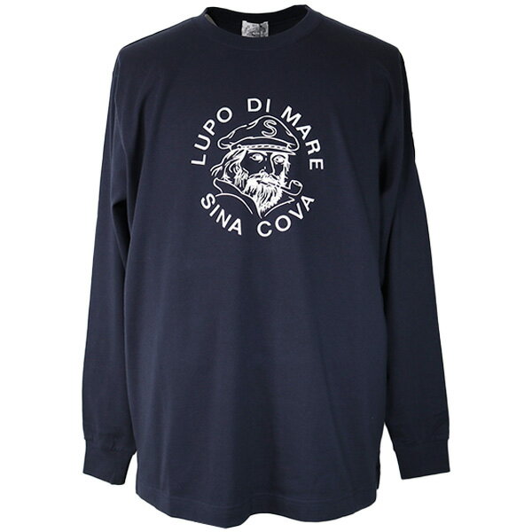 乐天商城 - ・シナコバ　長袖Tシャツ 定番メンズ 丸首（クルーネック） キャプテン＆ロゴ プリント【L】【LL】 【ギフト包装無料】SINA COVA 日本製 ts10000100-29