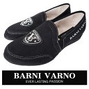 ・30%OFFバーニヴァーノ スリッポン デッキシューズ24-25新作 メンズ ロゴ刺繍 ヌバック調 カジュアルシューズ 靴L(25.5-26cm) LL(26...