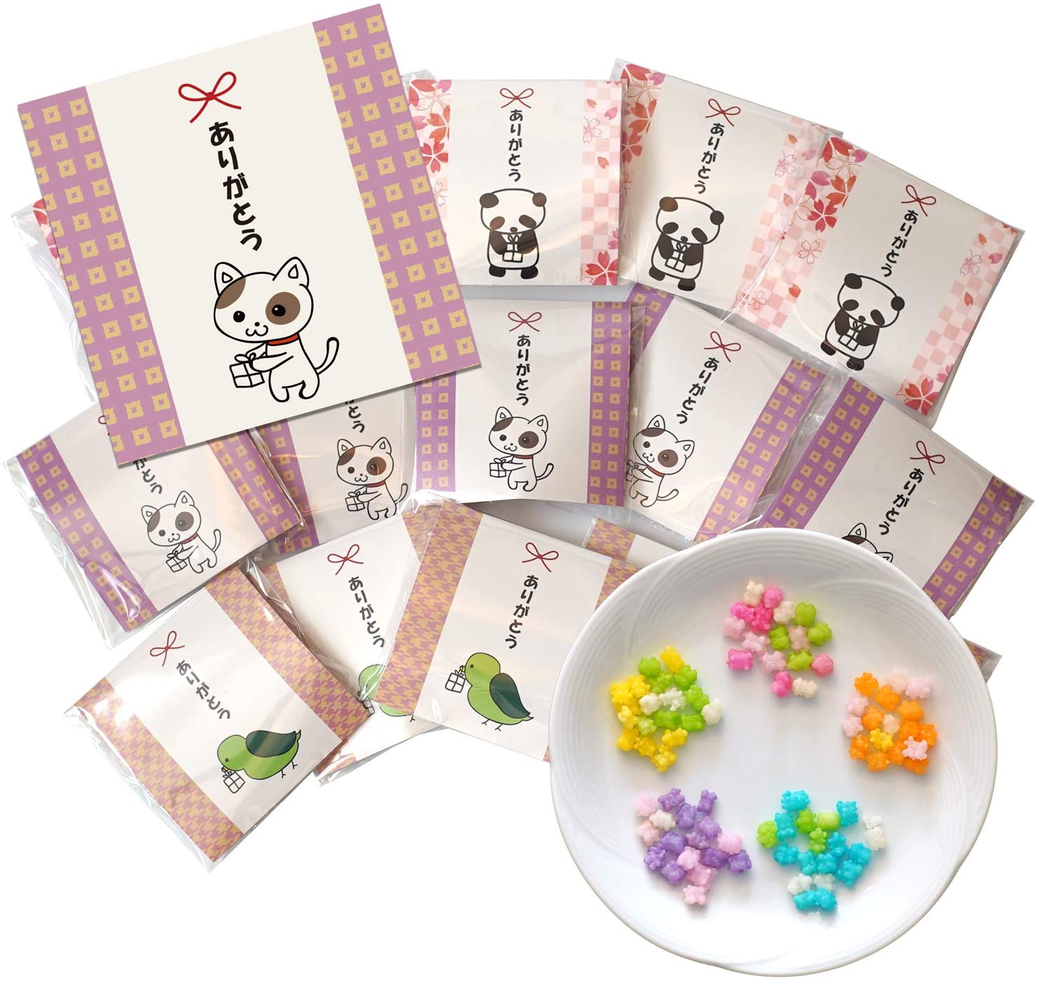 ありがとう プチギフト 金平糖 お菓子 15袋セット ギフト包装済 結婚式 お礼 感謝 こんぺいとう 個包装 退職 日本製 送料無料