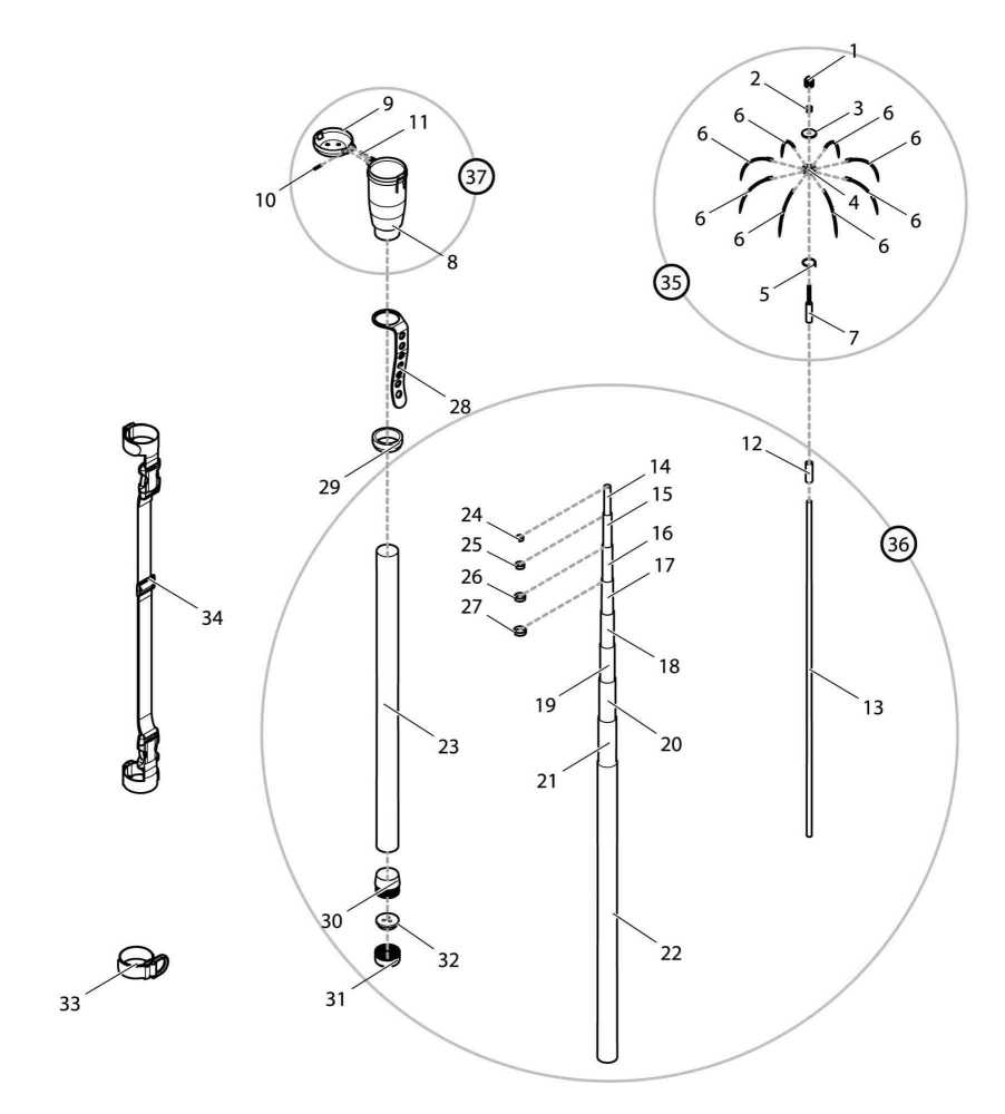 【部品】 シャフト#10 YE (40151) パーツNo.22 [第一精工 オートキングギャフ500 イエロー]