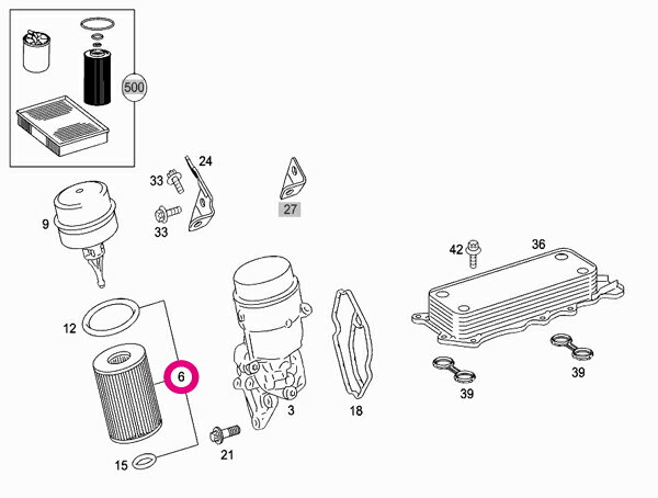 ベンツ Eクラスステーションワゴン(T212) 212226C用 オイルフィルター Mercedes-Benz メルセデス・ベンツ ☆送料無料☆