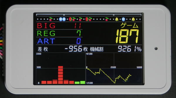 【レターパック発送】パチスロ実機用タッチパネル式IPS液晶データカウンター