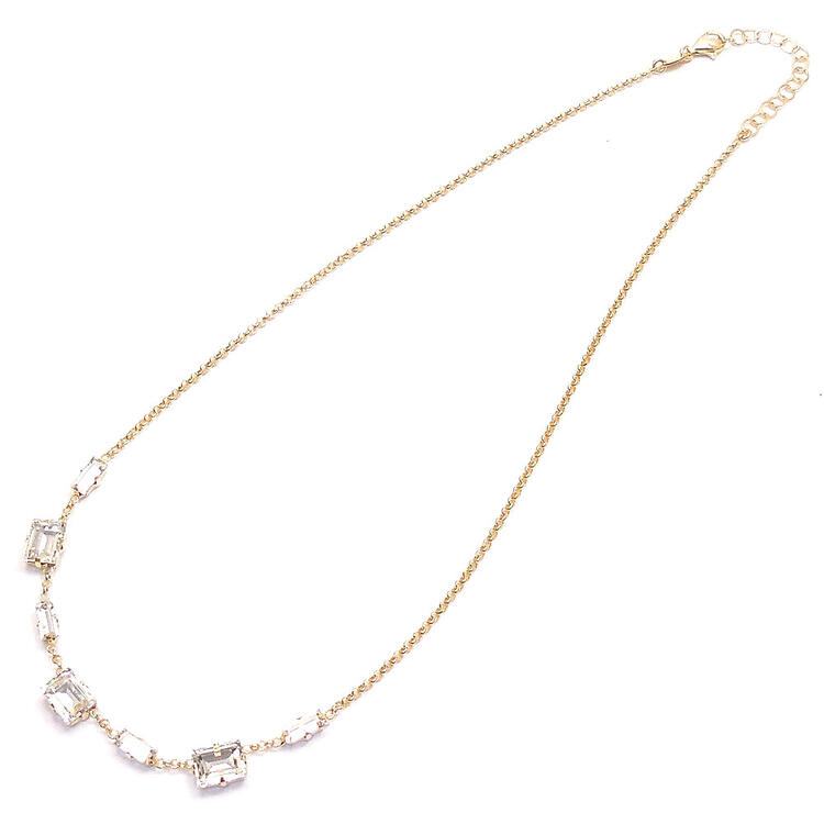 ネックレス 40cm クリスタルガラス クリア シルバー925 18金メッキ レディース イタリア製 プレゼント ギフト(4.0)